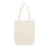 A natural-coloured hemp tote bag with a gusset and two shoulder straps. It features a logo.