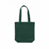 A dark green canvas tote bag with two handles and an unembellished surface.