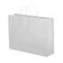 A white kraft paper bag with twisted paper handles, featuring a simple design and no visible branding.