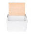 A white 11L premium cooler box with a wooden lid. The box features a simple design and is brandless.