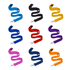 A set of nylon lanyards in various colours, including black, blue, red, yellow, purple, and pink, featuring swivel clips.