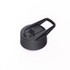 A drink bottle lid in black, designed with a handle for easy carrying, featuring a secure closure mechanism.