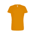 A vibrant orange women's essential tee with a classic crew neck and short sleeves, featuring a logo.