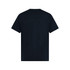 A black men's t-shirt with a standard crew neck and short sleeves. It features a logo on the back.