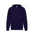 A navy blue hoodie with a front pocket and a drawstring hood. It features a logo.