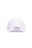 A white cap with a curved brim and a logo on the front side. The cap features a classic design.
