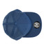 A navy blue cap with a perforated design and a round logo on the front.