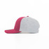A cap in maroon and grey with a logo on the side, featuring a flat brim and structured design.