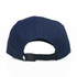 A navy blue cap with an adjustable strap and a logo on the back.