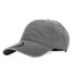 A grey cap with a curved brim and an adjustable strap. It features a logo on the front.