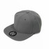 A grey cap with a flat brim and an interior logo. The design is simple and unadorned.