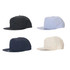 A collection of caps in black, light blue, navy, and cream, featuring a logo on each.