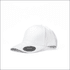 A white brushed cotton baseball cap with a six-panel design and a logo on the front.
