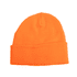 A warm orange knitted acrylic beanie featuring a fold-up cuff and a simple design.