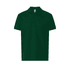 A dark green men's polo shirt with a classic collar and short sleeves, featuring a logo.