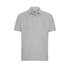 A grey men's polo shirt with a collar, featuring a logo on the chest area.