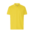 A yellow polo shirt featuring a collar and short sleeves, with a subtle branding logo.