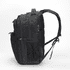 A black Fitzroy Backpack featuring multiple compartments and mesh side pockets, with a sleek, modern design.