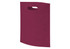 A burgundy heat sealed non-woven exhibition tote bag with a cut-out handle and a simple design.