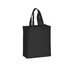 A black non-woven tote bag with two handles and an external logo. Perfect for everyday use.