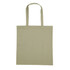 A light green cotton tote bag with two handles and no visible design or logo.