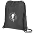 A grey drawstring cooler pack with a logo, featuring a simple design and adjustable straps.