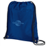 A blue drawstring cooler pack featuring a logo, designed for carrying beverages.