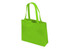 A vibrant green tote bag with two handles and a simple design, featuring a logo.
