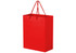 A large red laminated paper bag with red handles and no visible branding.