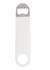 A drink bottle opener in white vinyl wrap with a silver opening end, featuring a circular handle and logo.