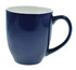 A navy blue coffee mug with a glossy finish and a curved handle. It features a plain design without any logos.