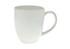 A white coffee mug with a smooth finish and a curved handle, featuring a simplistic design.