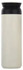 A drink bottle in a sleek, cream colour with a black lid. It features a logo on the surface.