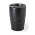 A drink bottle featuring a diamond cut design in matte black, with a clear, removable lid.