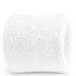 A white Terry wrist sweatband with a textured surface and a logo. Suitable for headwear category.