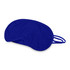 A blue eye mask with a soft fabric finish and adjustable straps. It features a logo.