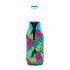 A drink bottle cooler featuring a vibrant tropical design with toucans, hibiscus flowers, and turquoise accents.