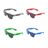Wayferer sunglasses in black, red, green, and blue, arranged in a grid pattern on a white background. Each pair has a logo.