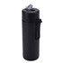 A drink bottle featuring a black stainless steel body, silicone handle, and a clear spout for convenient sipping.