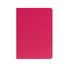 A5 thin notebook with a solid bright pink PU cover, featuring rounded edges and a logo on the front.