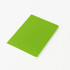 A5 thin notebook with a vibrant green PU cover and white edges, featuring a logo on the front.