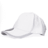 A white cap with grey accents and a logo on the front. The design features ventilation holes on the sides.