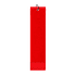 A red cotton golf towel with a hanging loop and a simple design. It features one logo on the surface.