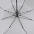 An elegant white golf umbrella featuring a sturdy black frame and ribs for support. It includes a branding logo.