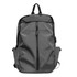 A grey backpack featuring a front zip pocket, side compartments, and a logo. Designed for functionality and style.