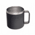 A 400ml coffee mug with a sleek black finish and a metallic rim, featuring a sturdy handle.