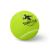 A bright green tennis ball featuring a logo and the text "Tennis Club Best Courts Family Leisure."