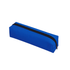 A blue polyester pencil case with a zip closure and a rectangular shape, featuring a simple design.