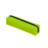 A bright green polyester pencil case with a dark purple zipper. It features a simple rectangular design.