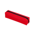 A red polyester pencil case with a black zip closure, featuring a sleek and simple design.